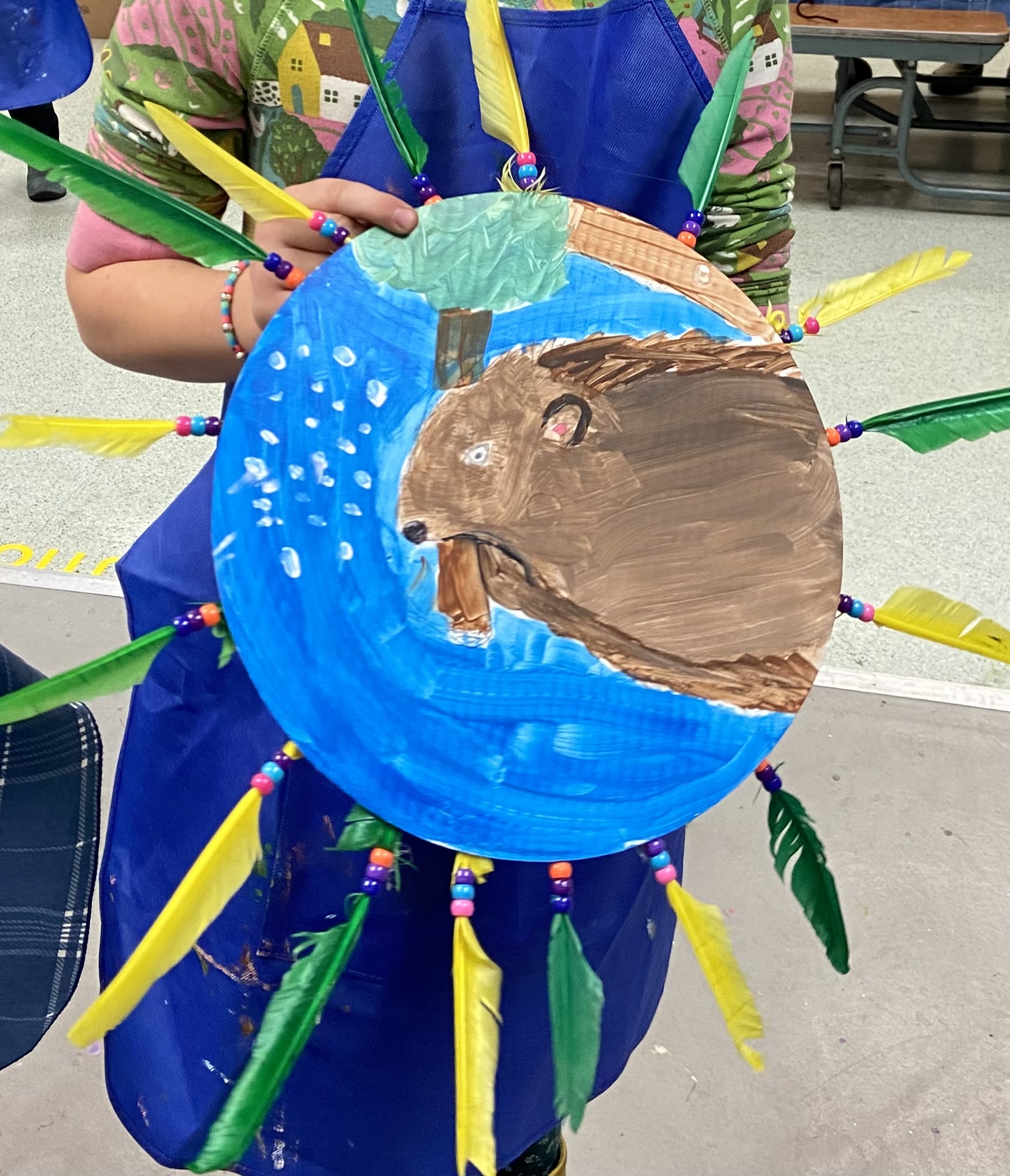 Painted dreamcatcher with bear spirit