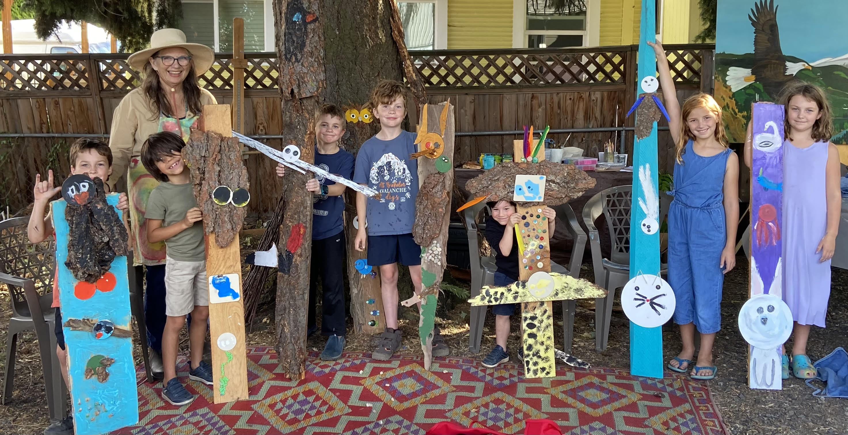 Totem poles at the farm